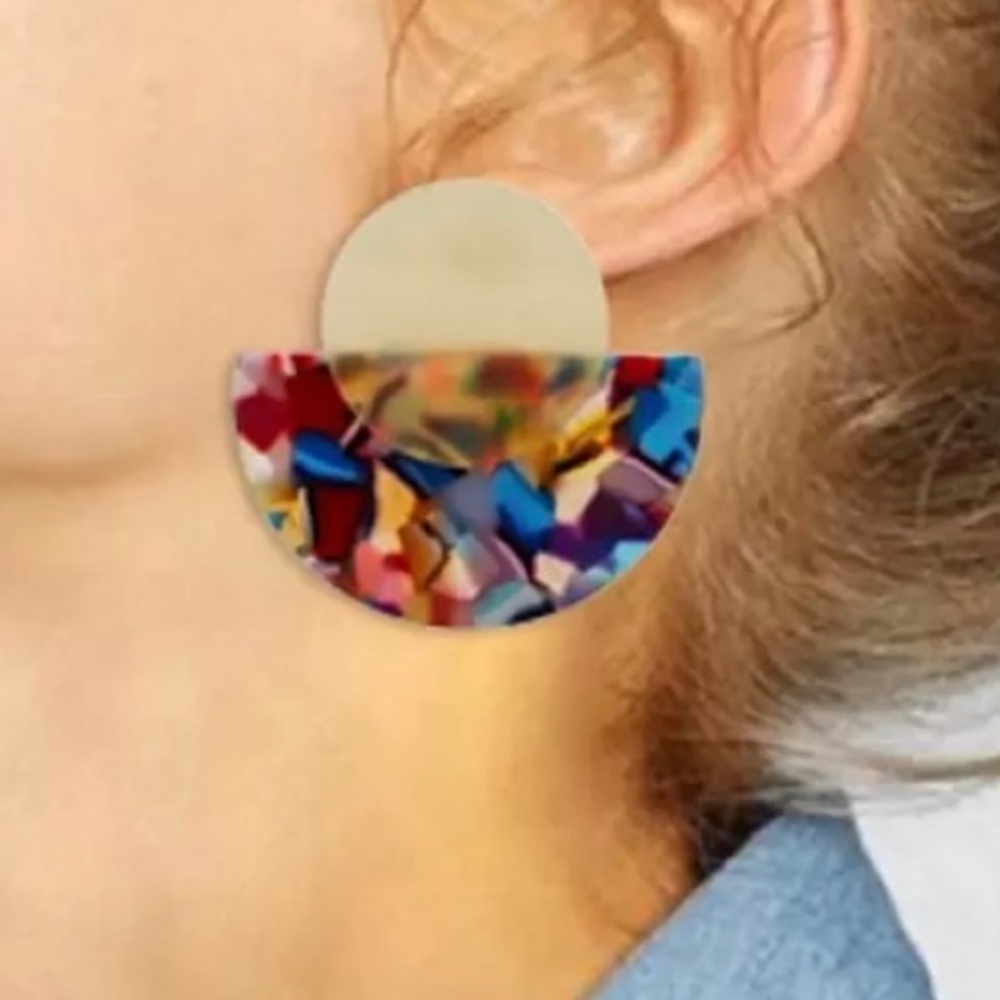 NEW Round Colorful Acrylic Resin Earrings